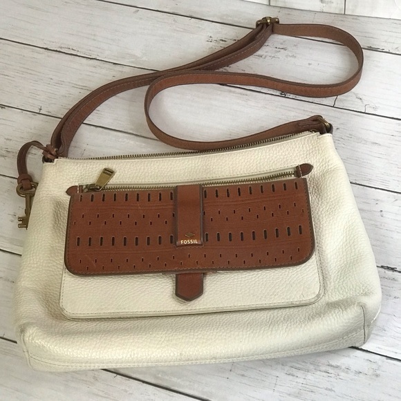 Fossil Brown & Cream Kinley Convertible Crossbody - Picture 1 of 8